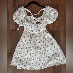 Princess Polly Floral Blue and White Mini Dress